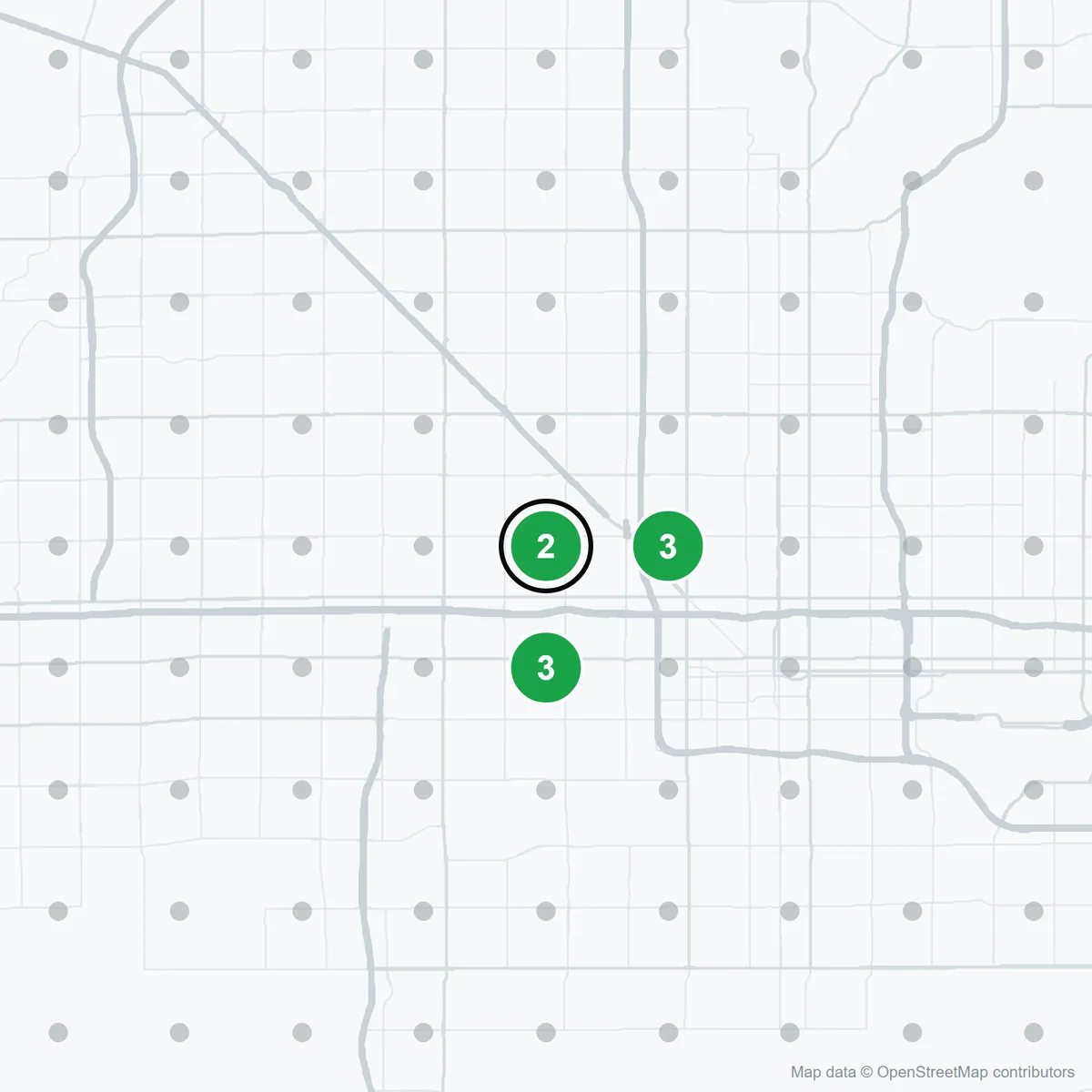 Google Maps ranks for &ldquo;renner&rdquo; around Finisher's Warehouse, September 5, 2026. A week before the new site: top 3 at 3 spots, all right around the store.