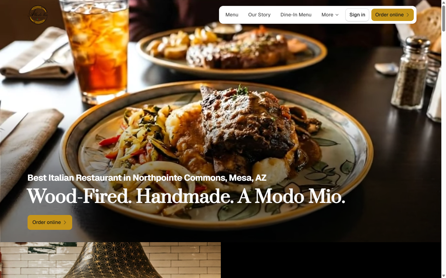 A Modo Mio Cucina Italiana website