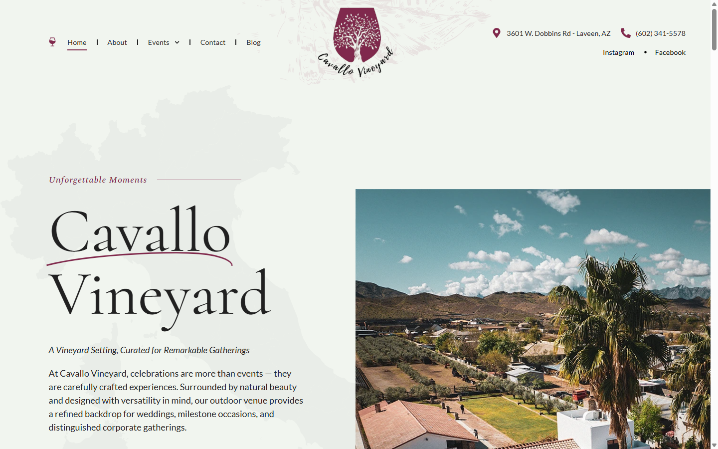 Cavallo Vineyard website screenshot
