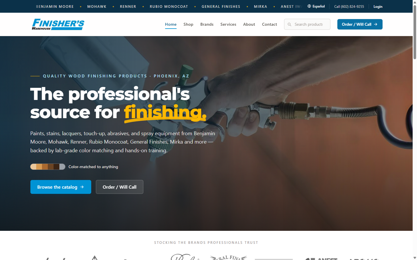 Finisher's Warehouse website screenshot