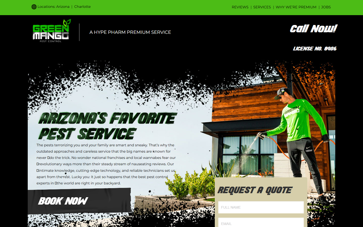 Green Mango Pest Control website screenshot