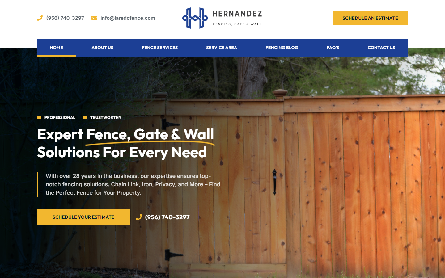 Hernandez Fencing website screenshot