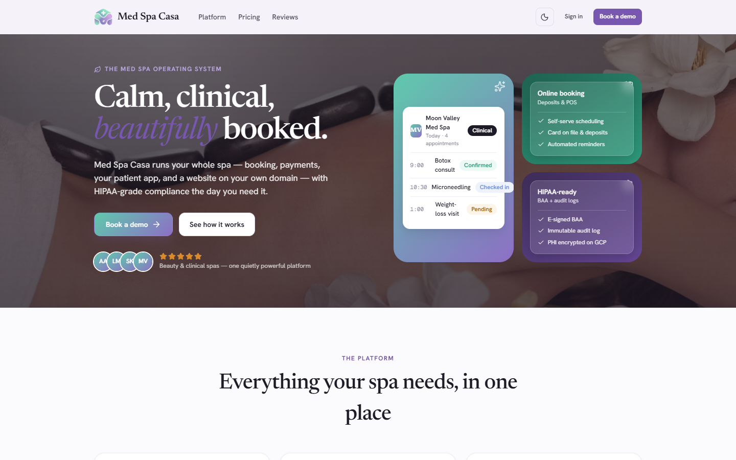Med Spa Casa website screenshot