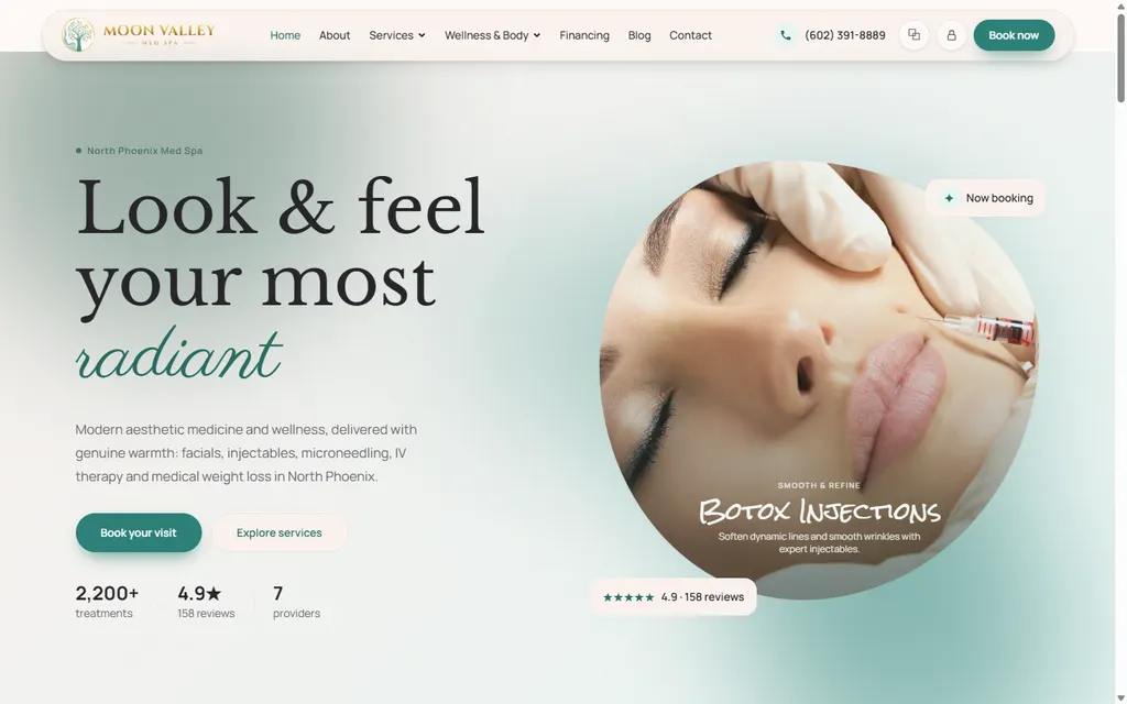Moon Valley Med Spa website