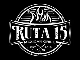 Ruta 15 Mexican Grill logo design, concept 7